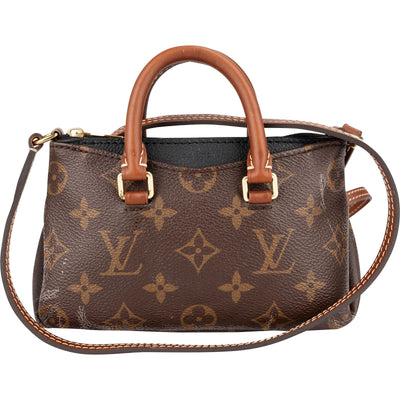 Louis Vuitton Monogram Canvas Noir Leather Nano Pallas Crossbody Handbag