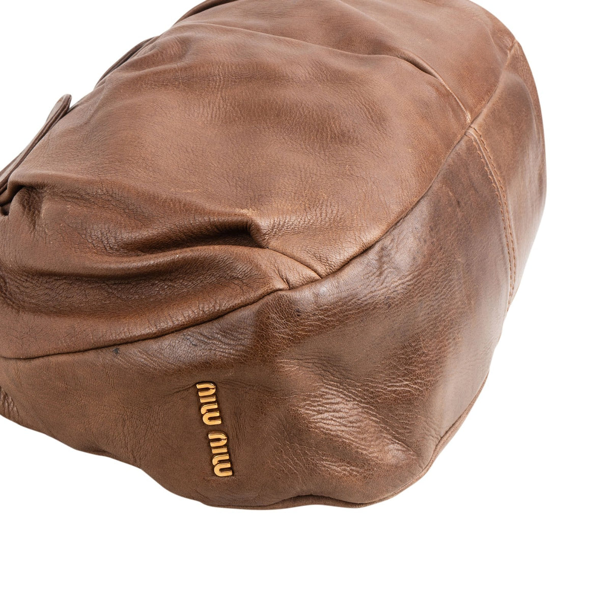 Miu Miu Vitello Daino Leather Coffer Hobo Shoulder Bag