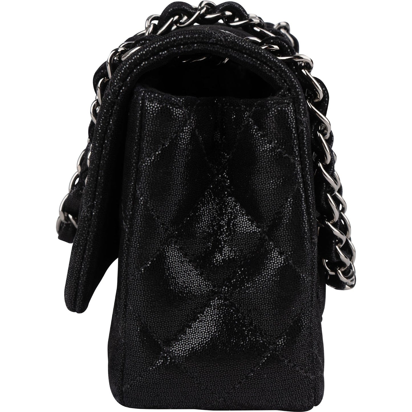 Chanel Quilted Glitter Metallic Suede Crystal-Embelished CC Small Single Flap Shoulder Bag
