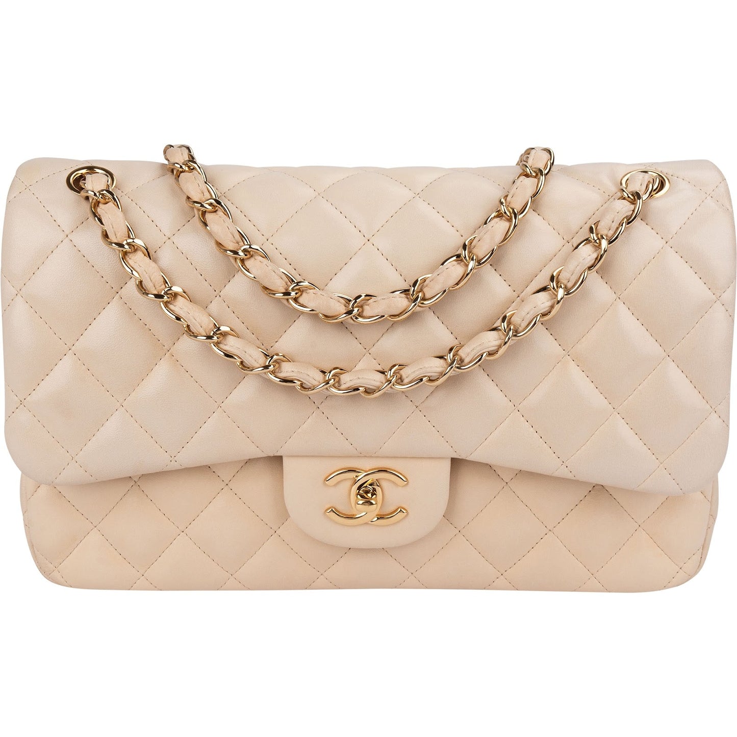 Chanel Quilted Lambskin Jumbo Double Flap Crossbody Bag