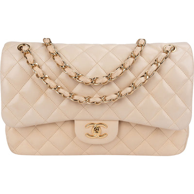 Chanel Quilted Lambskin Jumbo Double Flap Crossbody Bag
