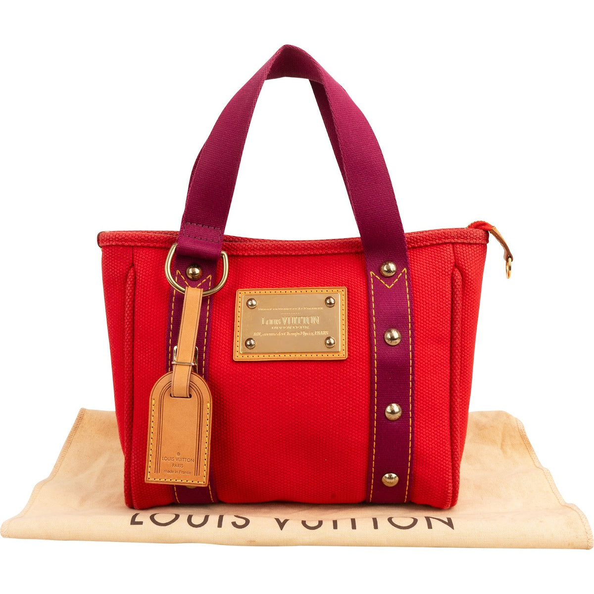 Louis Vuitton Antigua Cabas PM aus roter Baumwolle – Ansicht 2