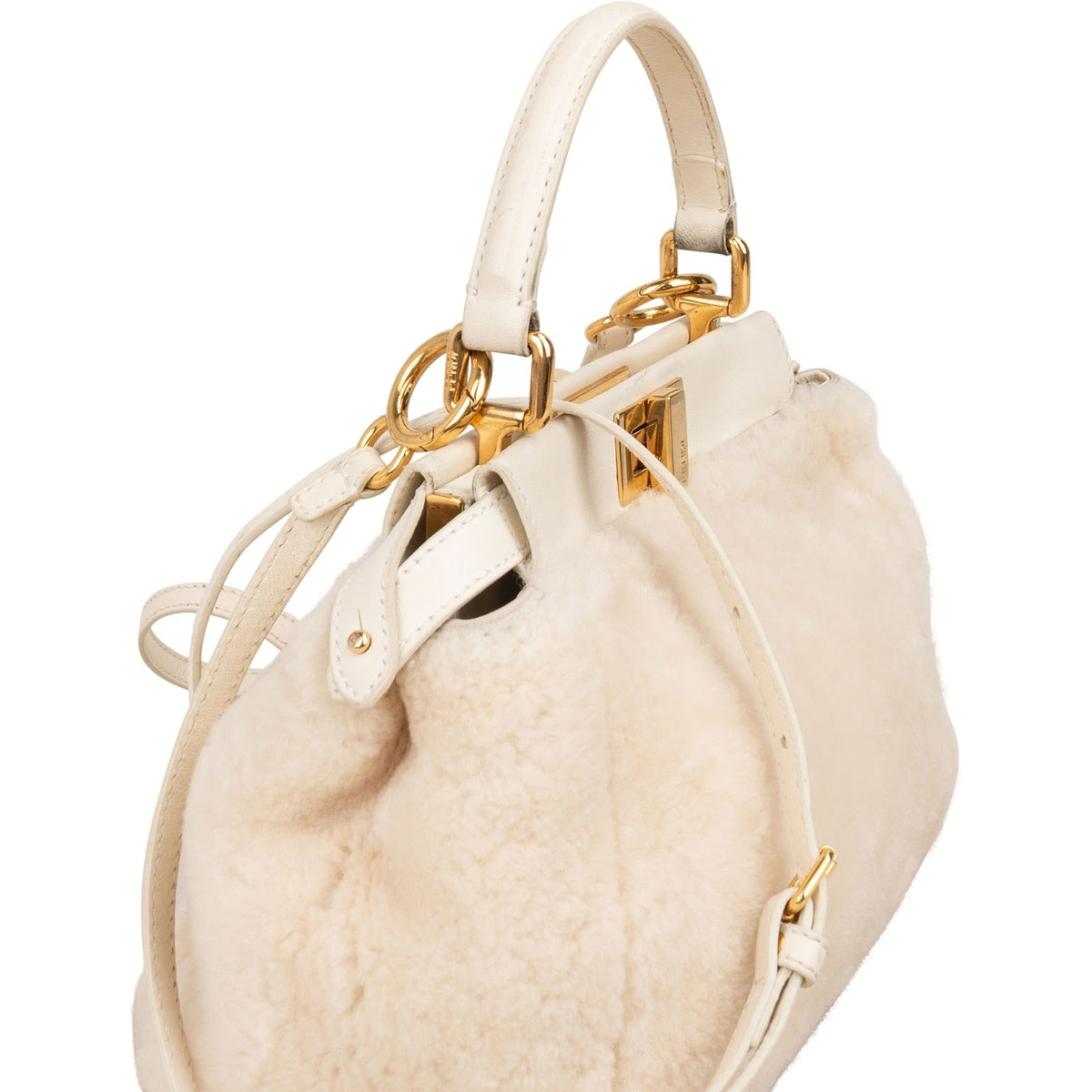 Fendi Shearling Mini Peekaboo Handbag