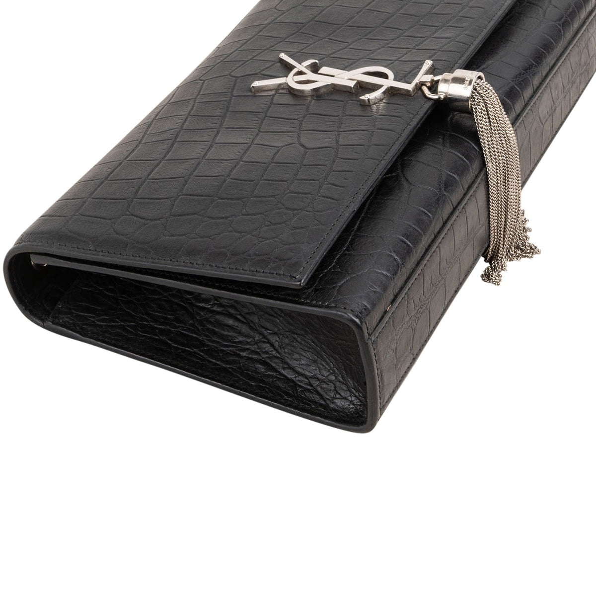 Yves Saint Laurent Kate Tassel aus Leder in Krokooptik – Ansicht 6