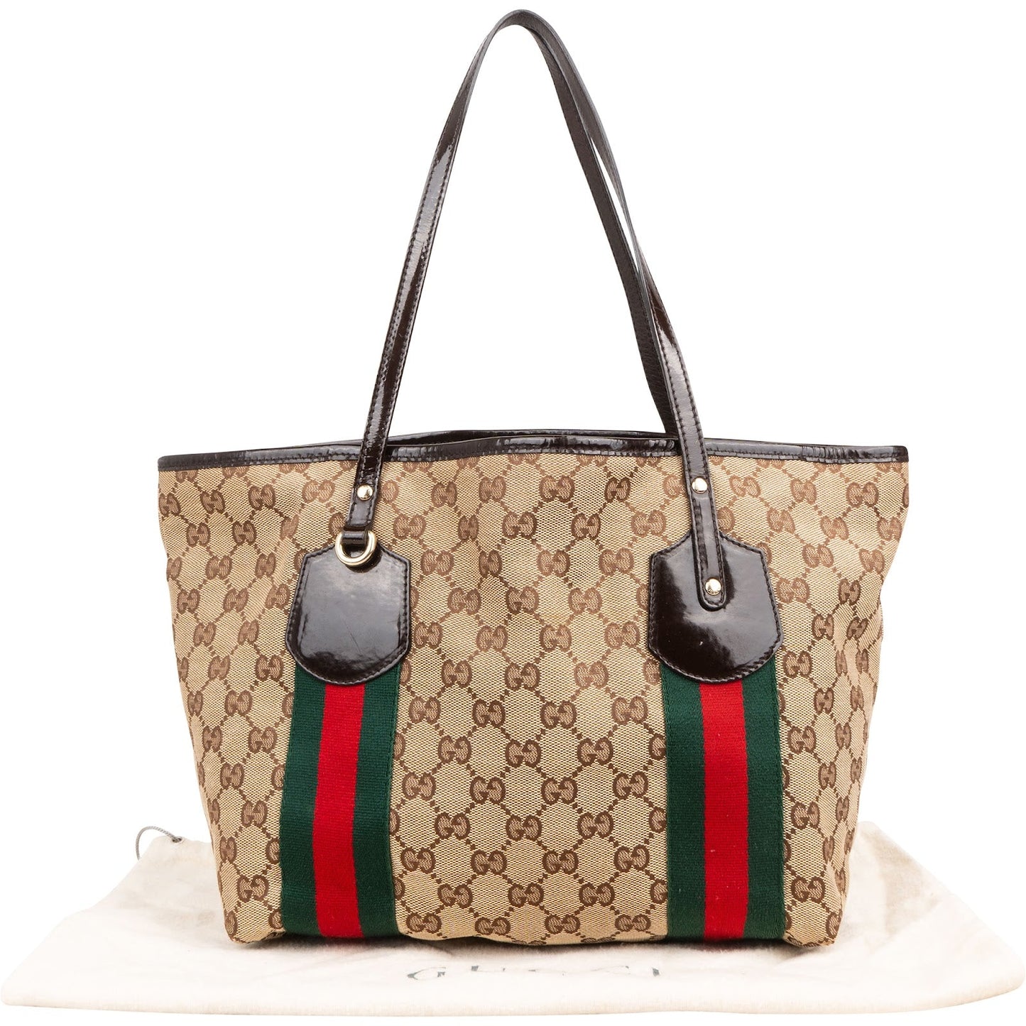 Gucci Monogram GG Canvas Patent Leather Shoulder Bag
