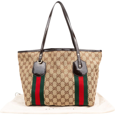 Gucci Monogram GG Canvas Patent Leather Shoulder Bag