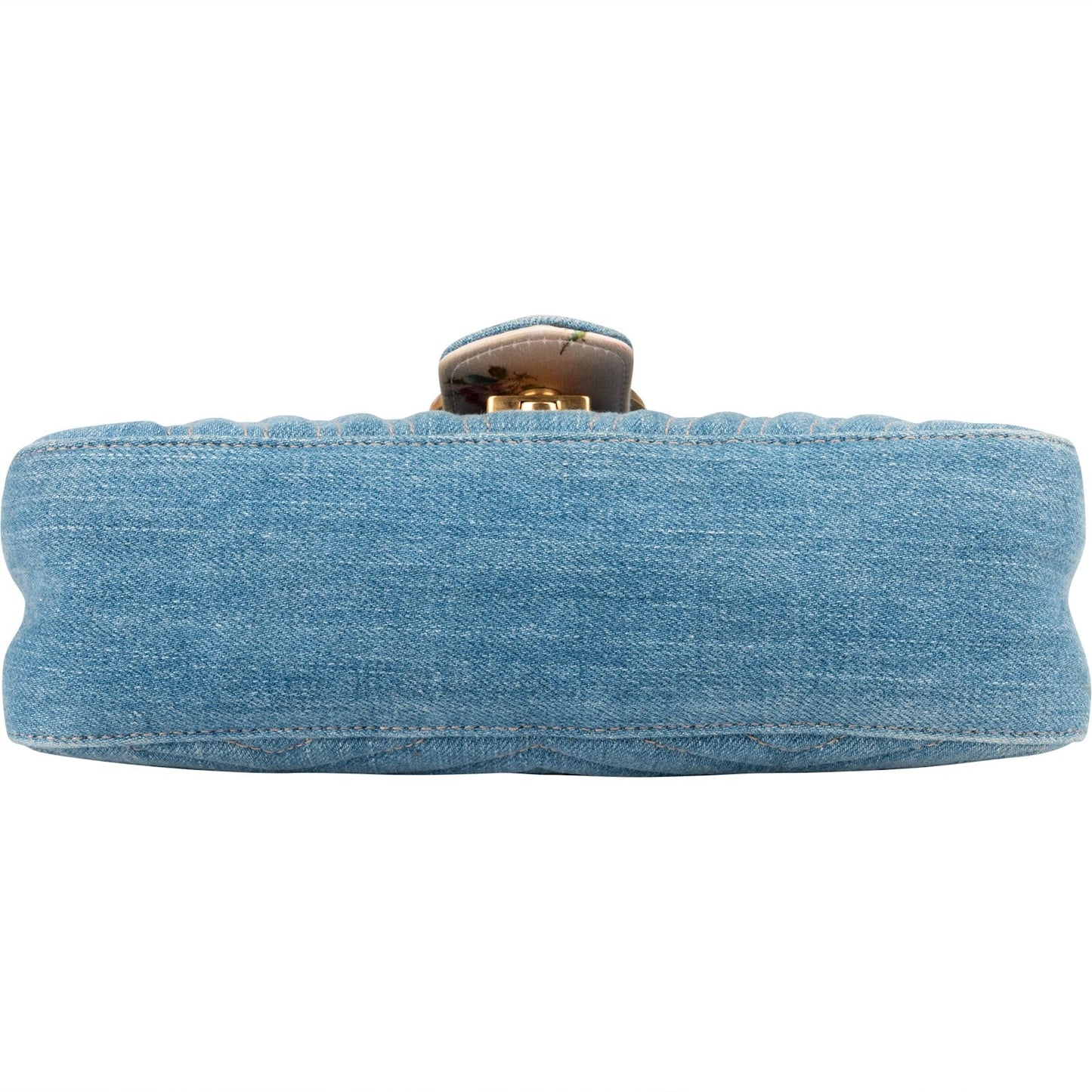 Gucci Denim Matelassé Denim Pearl GG Marmont Crossbody Bag