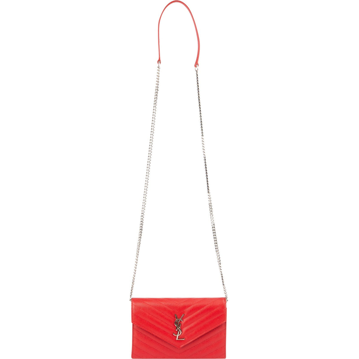 Yves Saint Laurent Grain de Poudre Leather Envelope Wallet On Chain Crossbody Bag