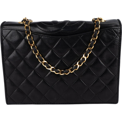 Chanel Quilted Lambskin CC Single Flap Shoulder Bag