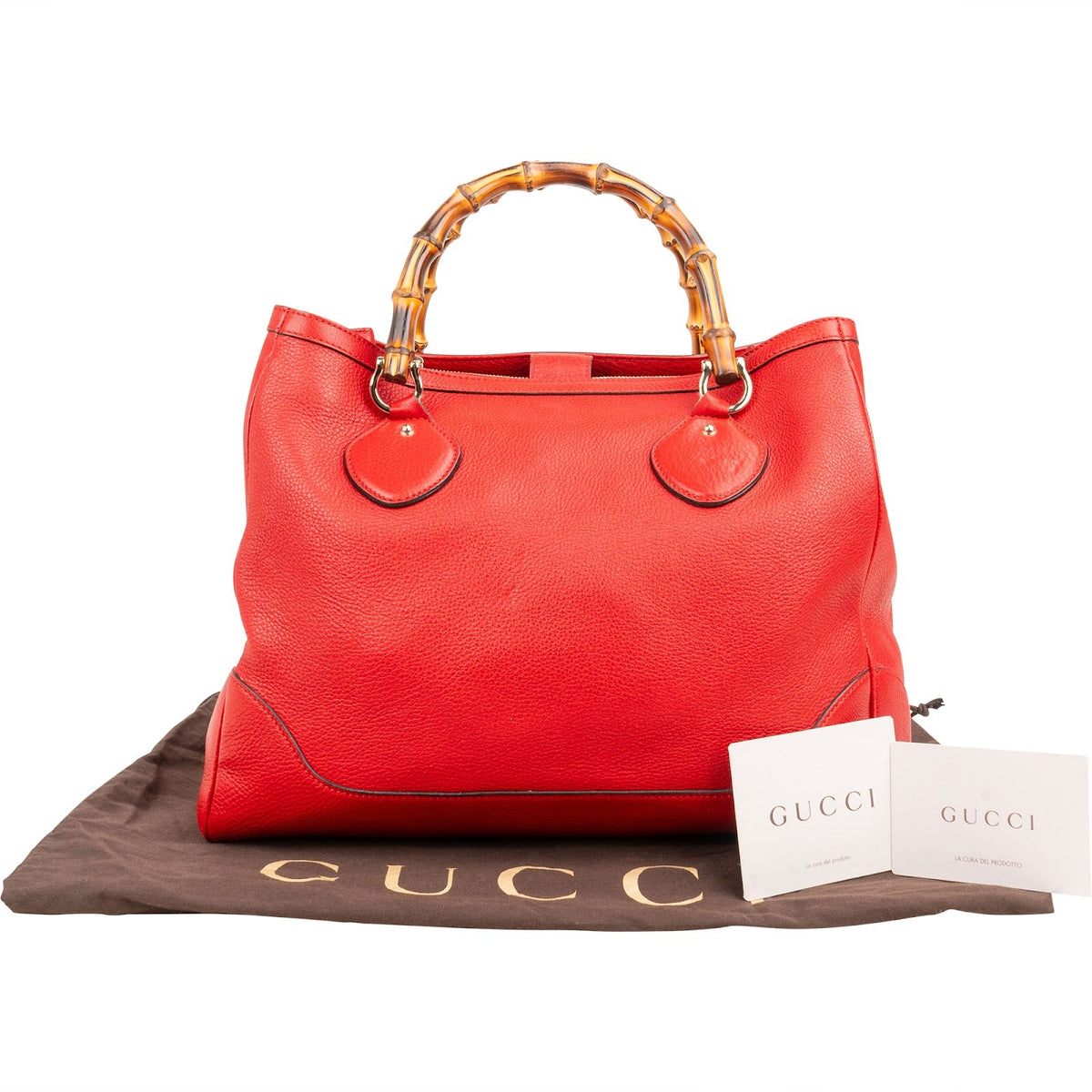 Gucci Bamboo Top Handle Large Tote aus rotem Leder – Ansicht 2