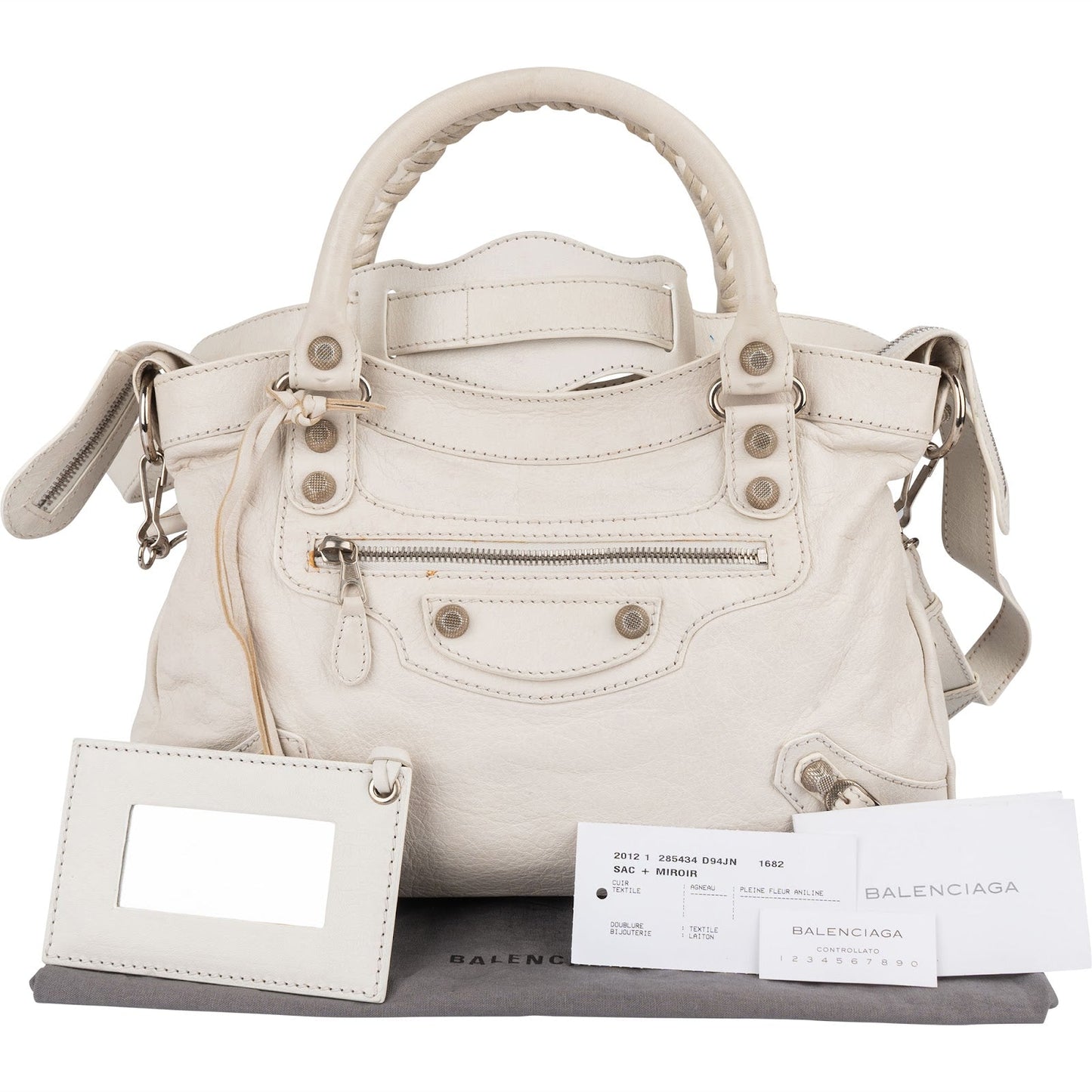 Balenciaga White Leather Small City Handbag