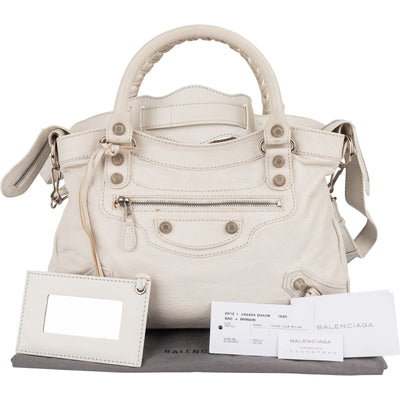 Balenciaga White Leather Small City Handbag