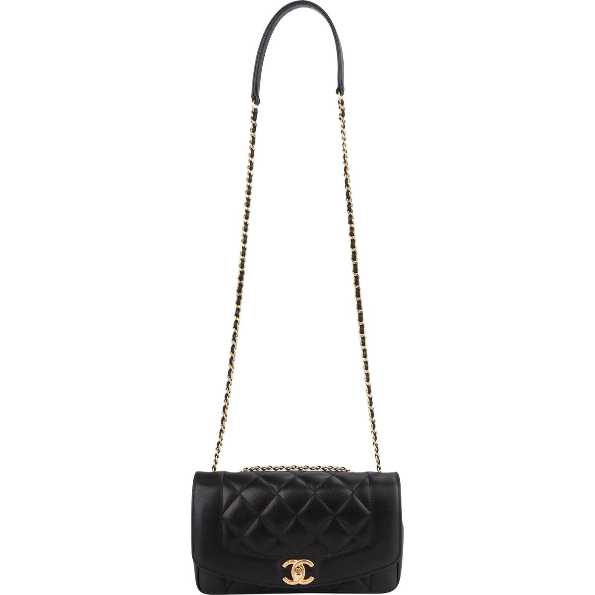 Chanel Quilted Lambskin Diana New Collection Single Flap Crossbody Bag
