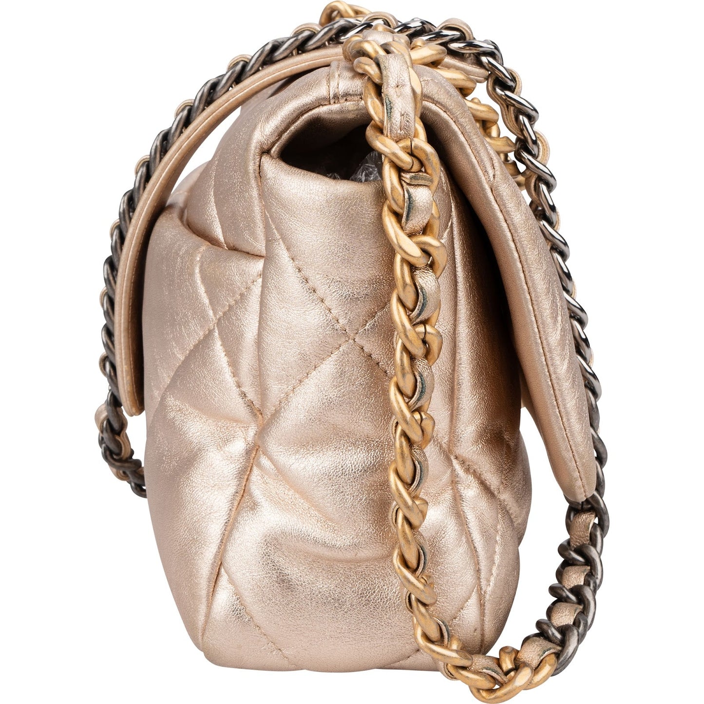 Chanel 19 Quilted Metallic Lambskin Chanel Single Flap Crossbody Bag