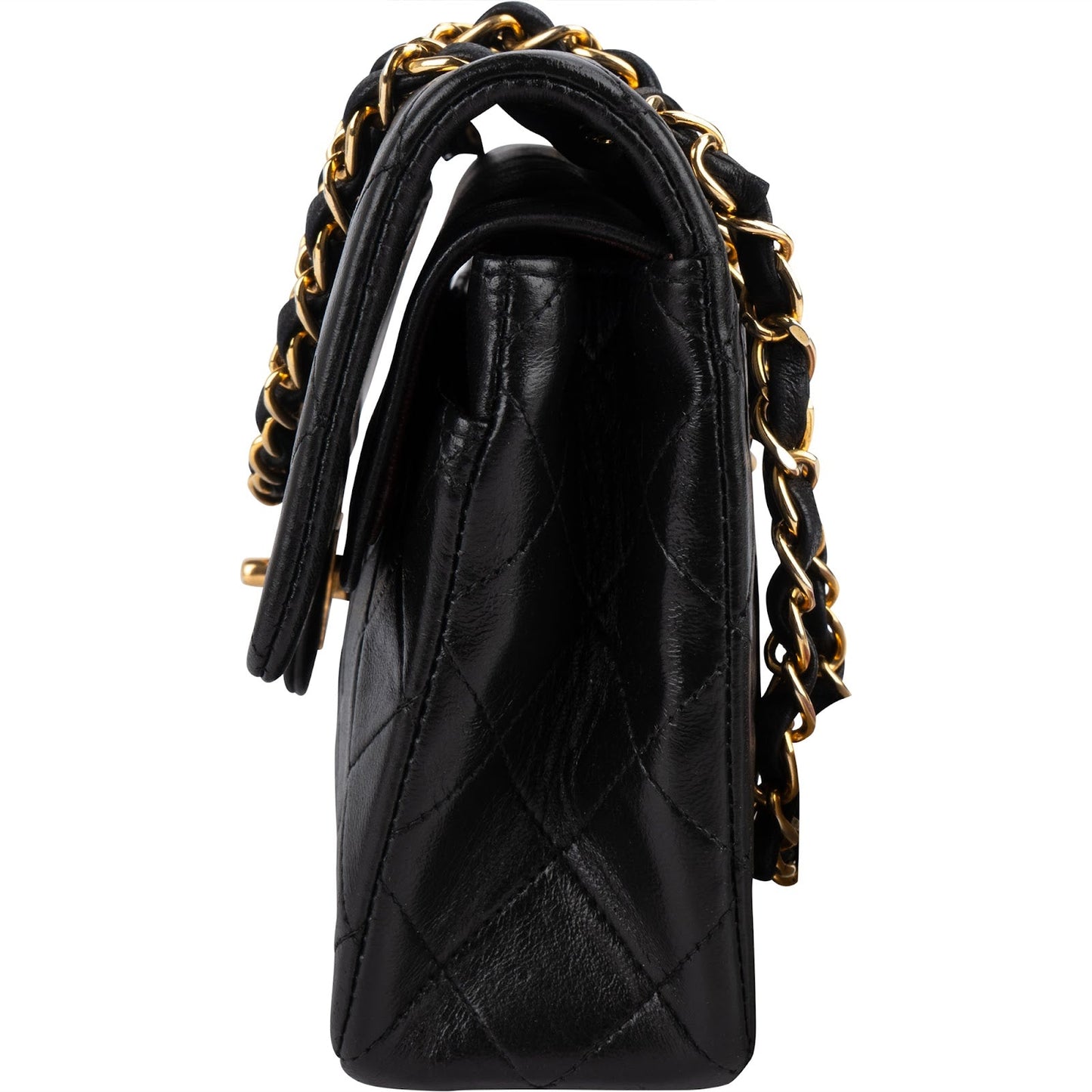 Chanel Quilted Lambskin 24K Gold Small Double Flap Shoulder Bag