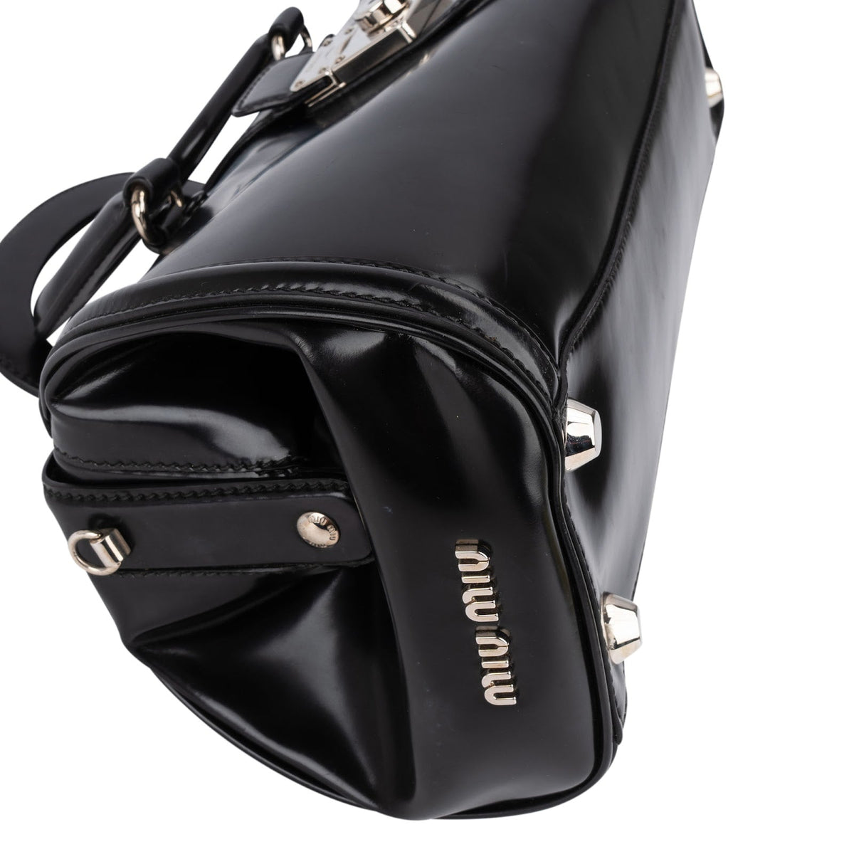 Miu Miu Spazzolato Leather Doctor Style Buckle Handbag