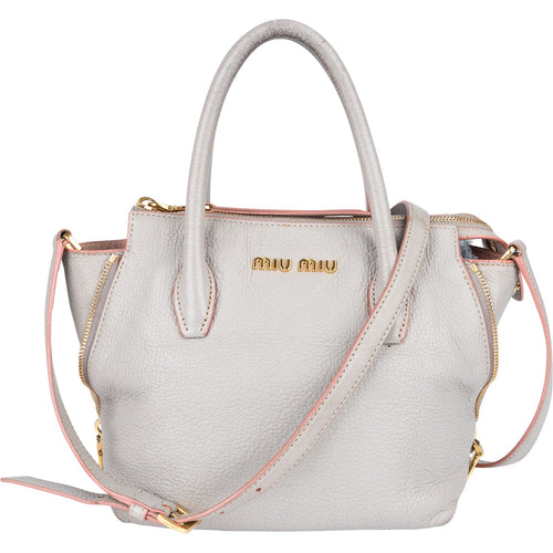 Miu Miu Vitello Leather Madras Handbag