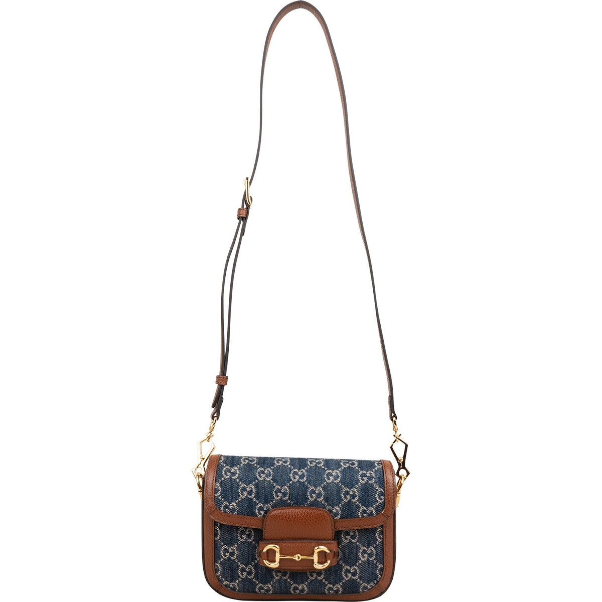 Gucci Monogram GG Denim Horsebit 1955 Shoulder Crossbody Bag
