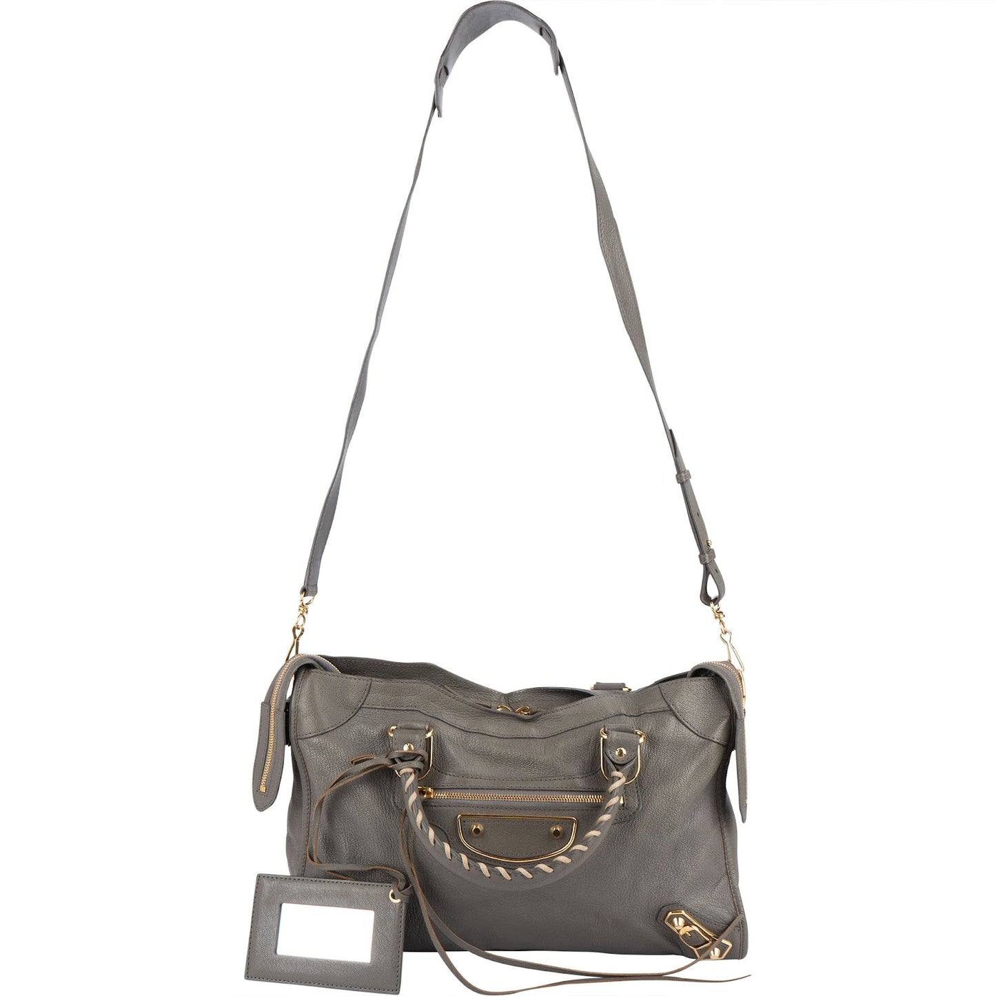 Balenciaga Grey Grained Leather City Handbag