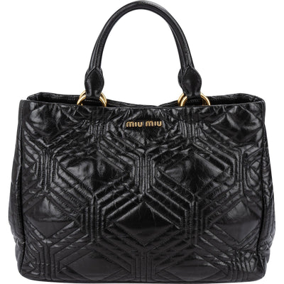 Miu Miu Quilted Nappa Leather Tote Handbag