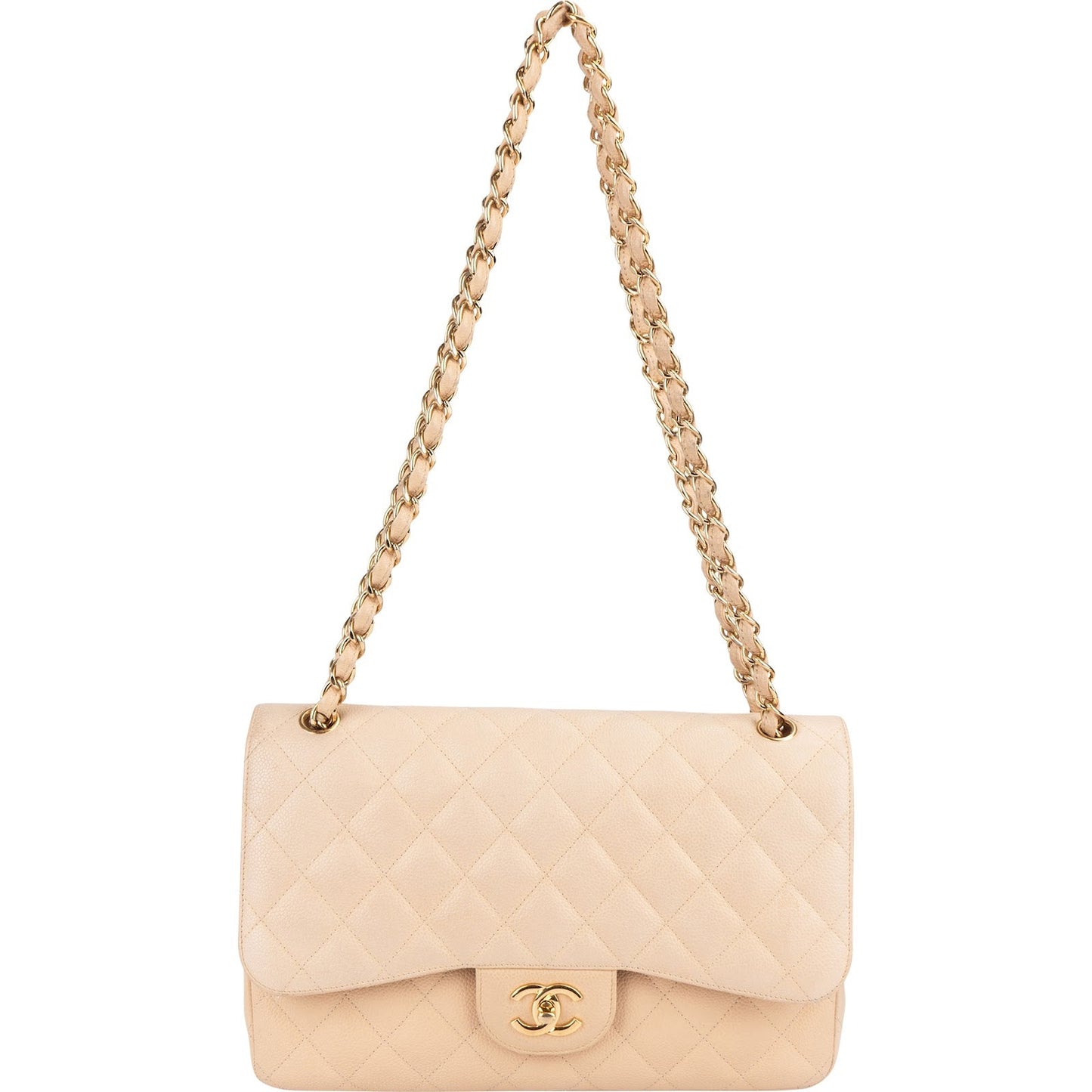 Chanel Caviar Leather Jumbo Double Flap Shoulder Crossbody Bag