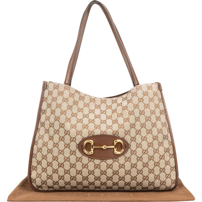Gucci Monogram GG Supreme Canvas Horsebit Tote Shoulder Bag