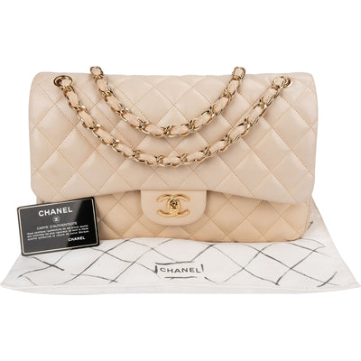 Chanel Quilted Lambskin Jumbo Double Flap Crossbody Bag