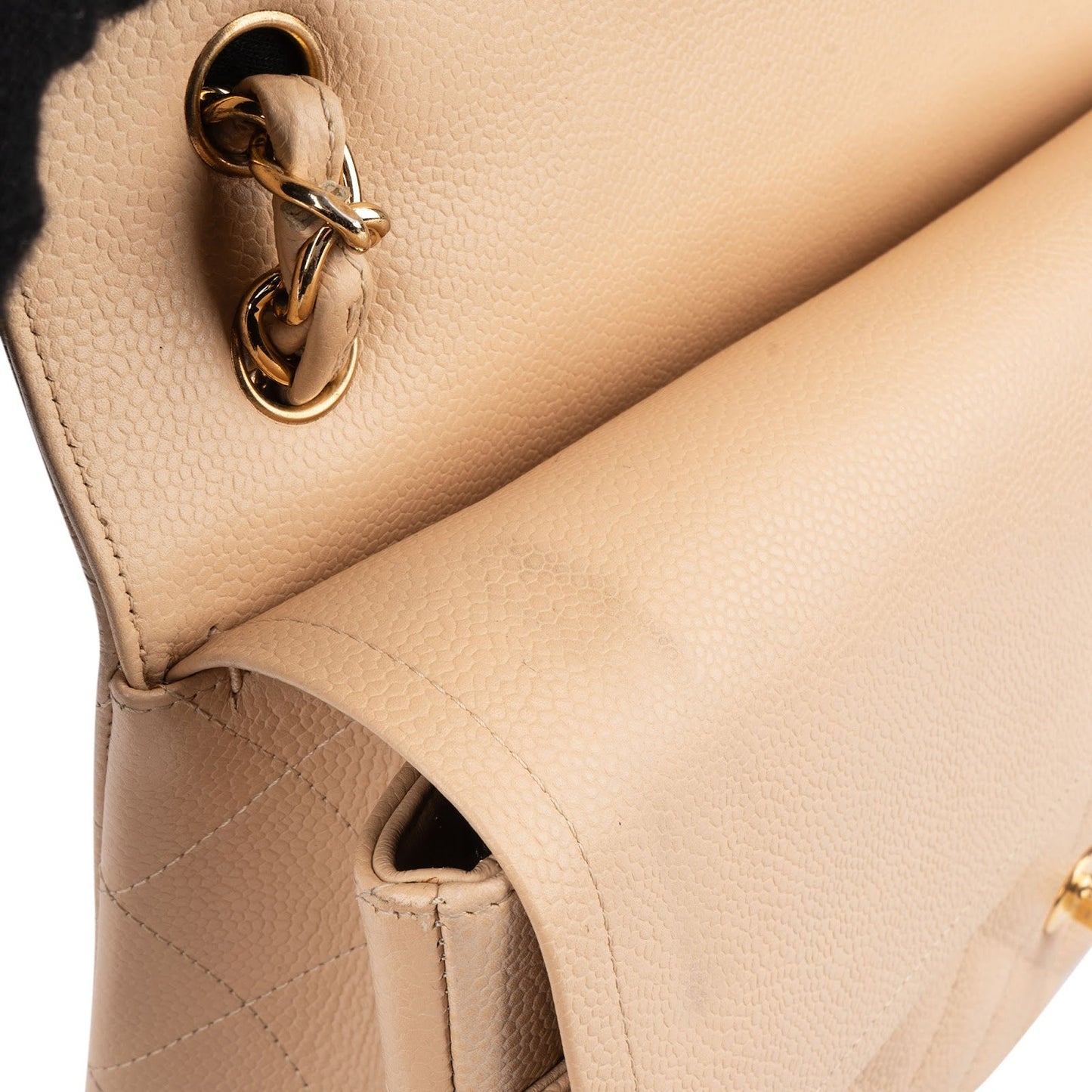 Chanel Caviar Leather Jumbo Double Flap Shoulder Crossbody Bag