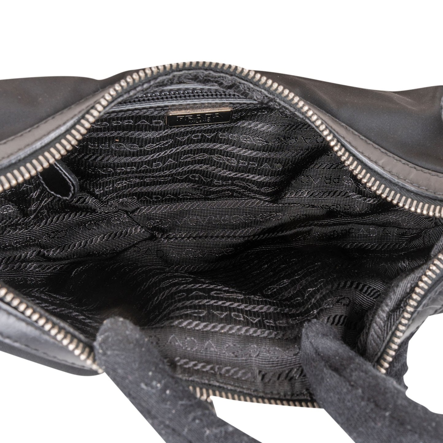Prada Tessuto and Leather Triangle Hobo Shoulder Bag