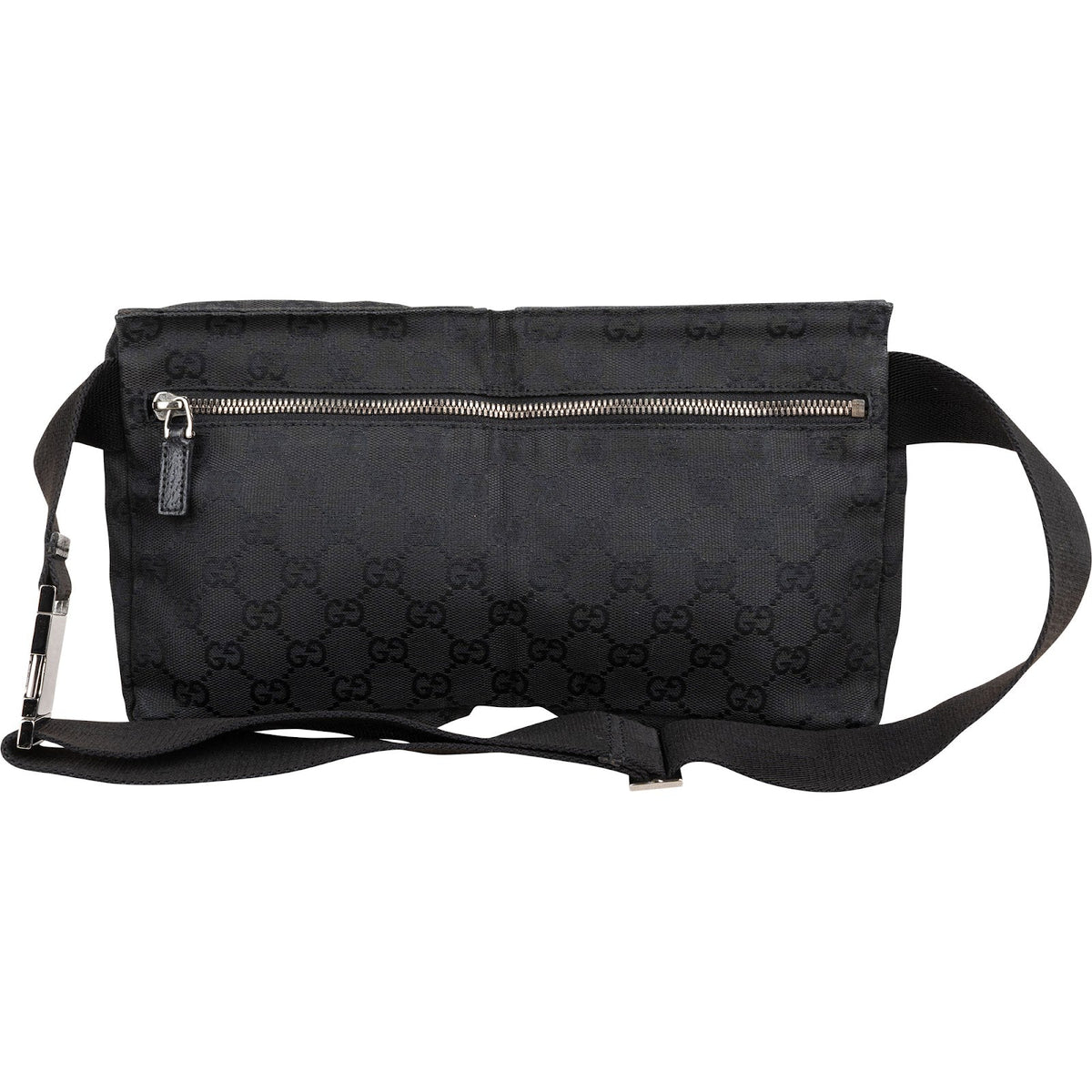 Gucci Black Monogram GG Canvas Belt Crossbody Bag