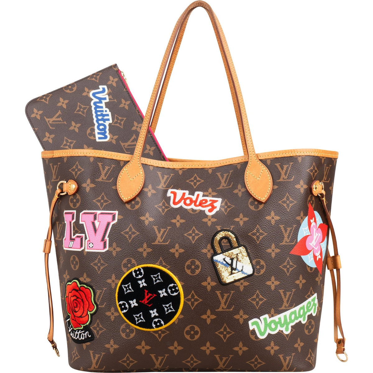 Louis Vuitton Monogram Canvas My LV World Tour Patches Neverfull MM Shoulder Bag