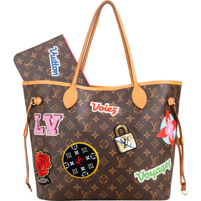 Louis Vuitton Monogram Canvas My LV World Tour Patches Neverfull MM Shoulder Bag