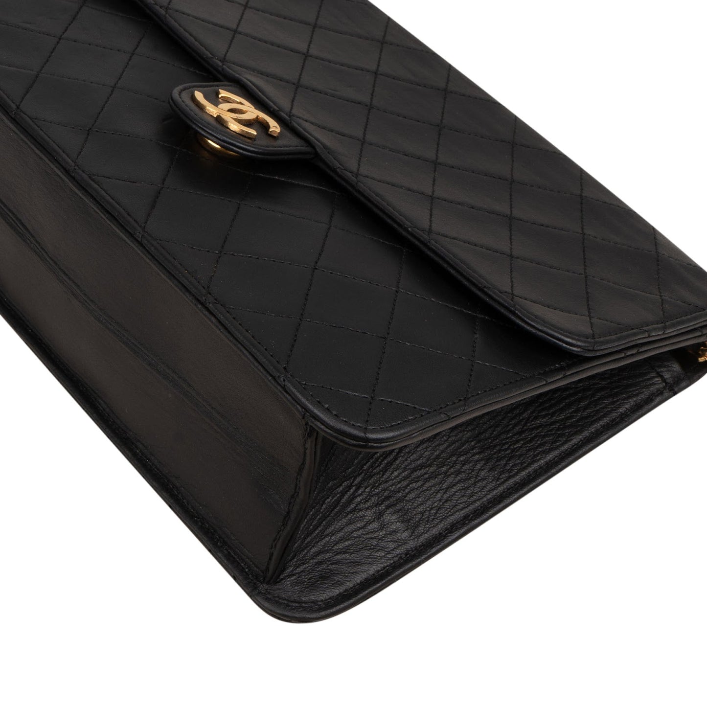 Chanel Quilted Lambskin 24K Gold Single Flap Shoulder Bag