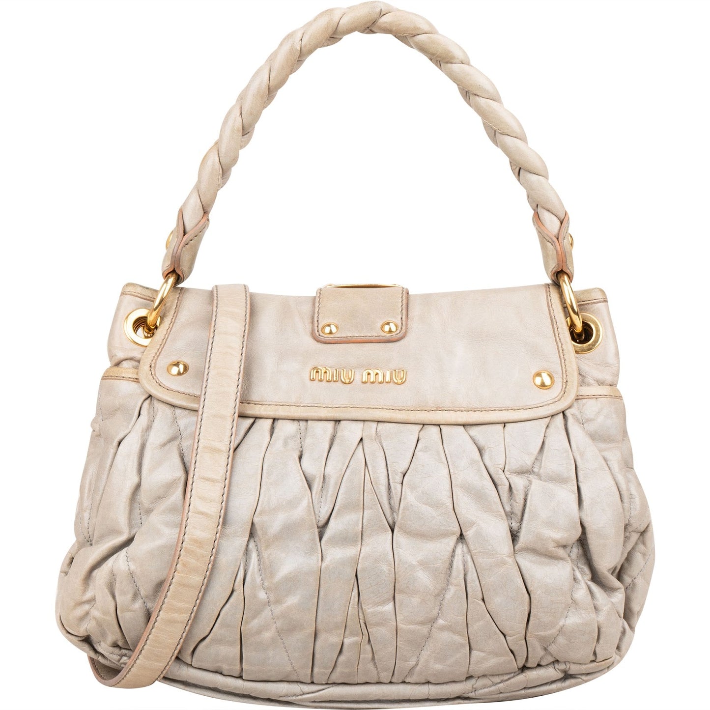 Miu Miu Quilted Vitello Leather Small City Handbag
