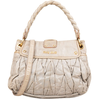 Miu Miu Quilted Vitello Leather Small City Handbag