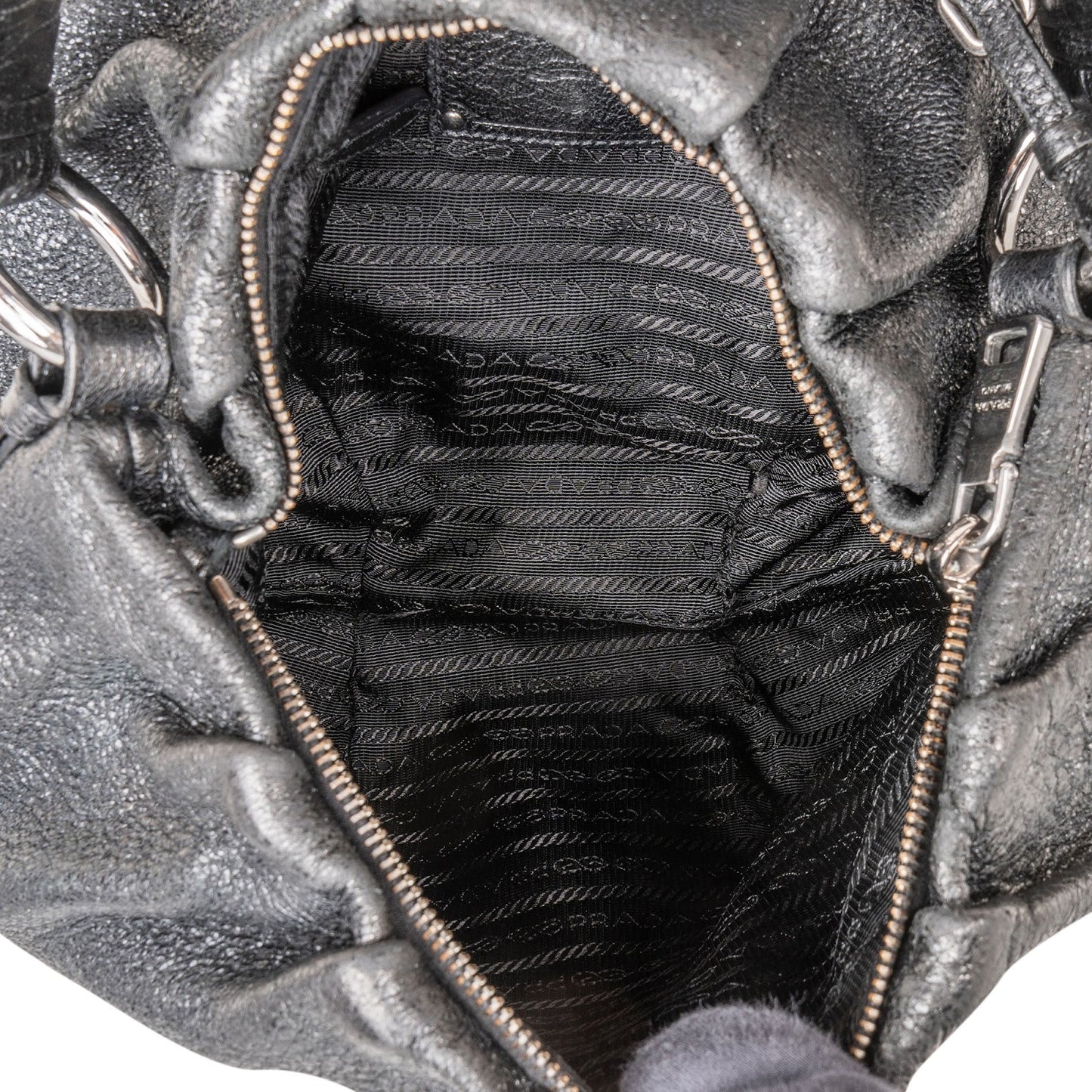 Prada Vitello Daino Ruched Hobo Shoulder Bag