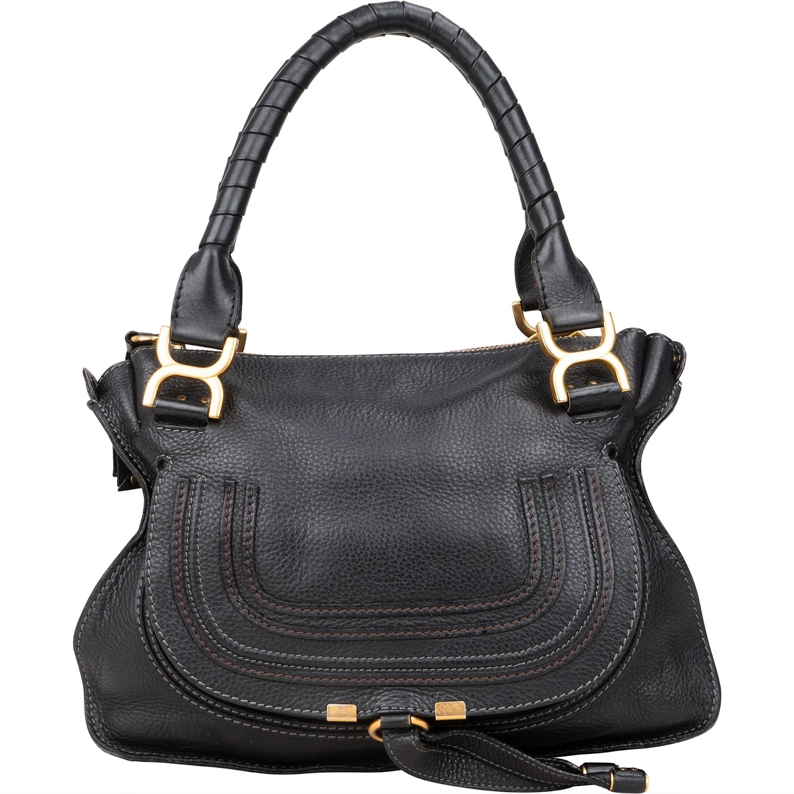 Chloé Grained Calfskin Leather Medium Marcie Satchel Handbag