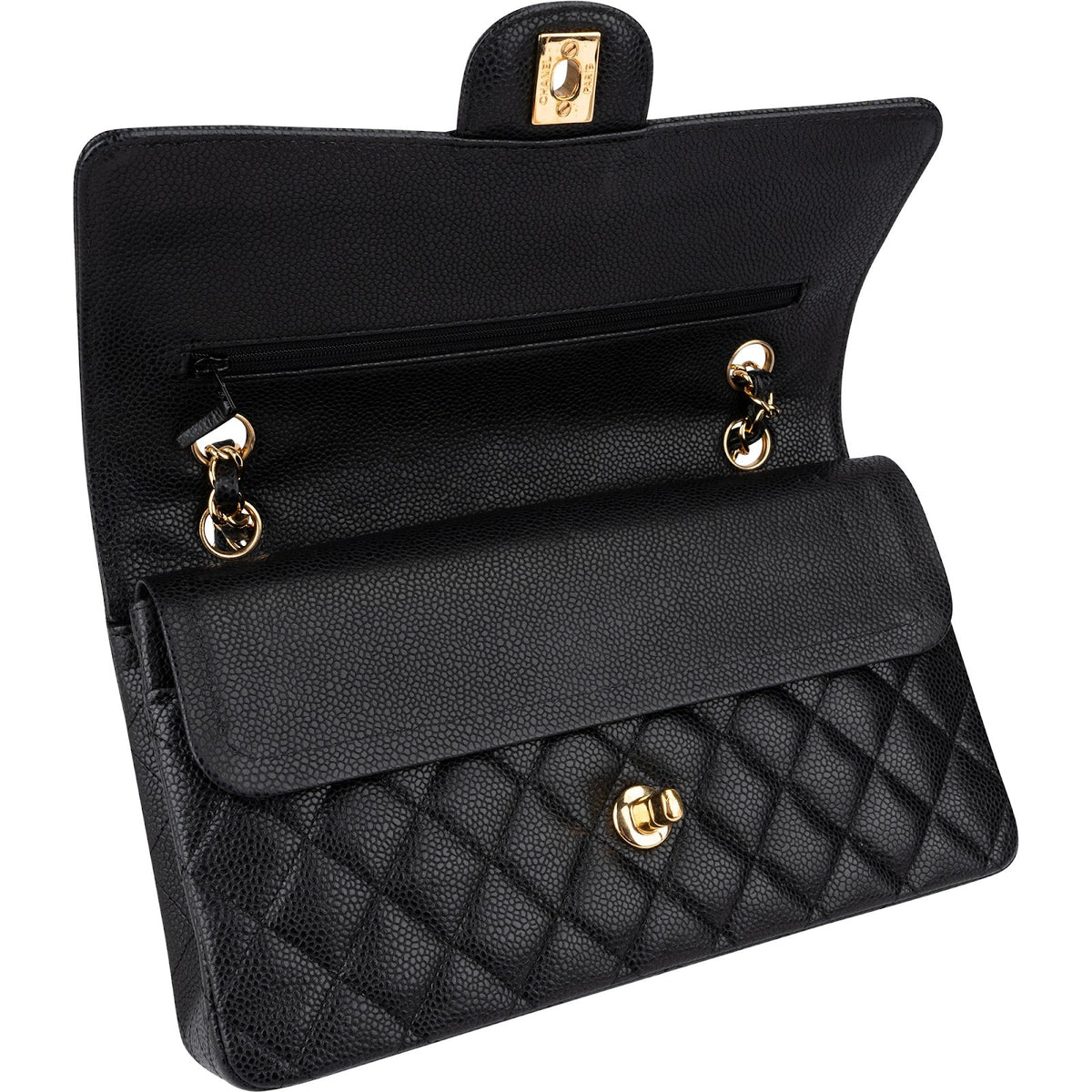 Chanel Quilted Caviar Leather Medium Double Flap Crossbody Bag