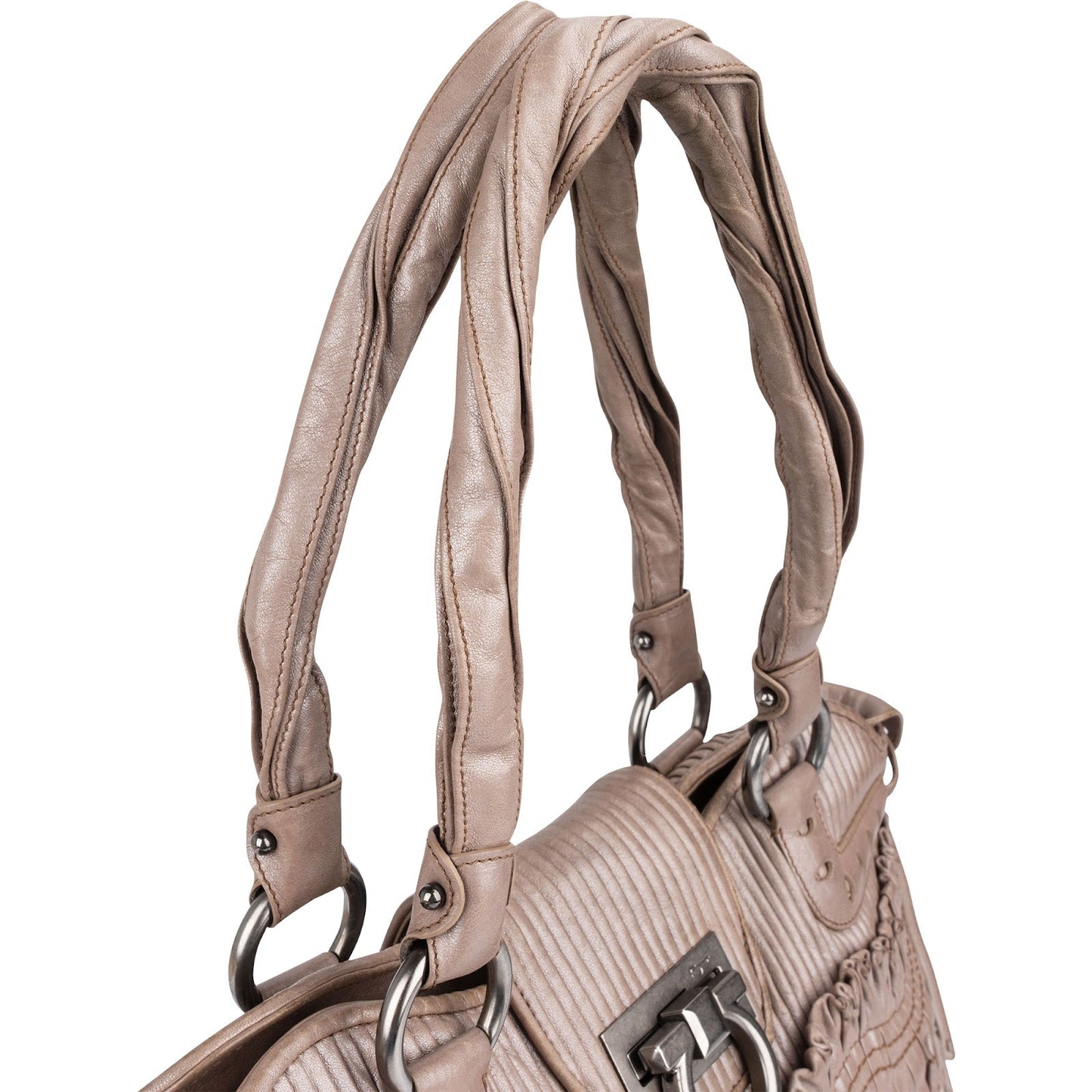 Salvatore Ferragamo Pleated Leather Gancini Flap Bag Handbag