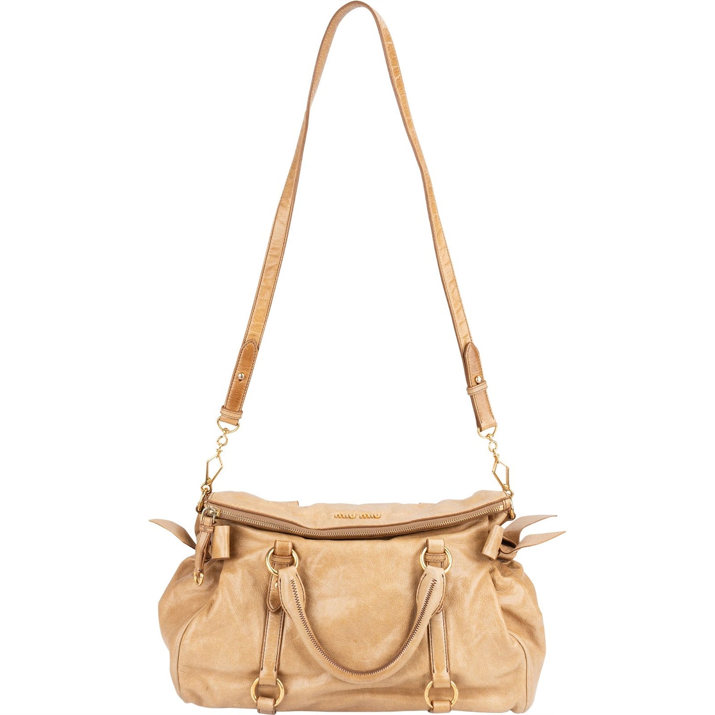 Miu Miu Vitello Lux Bow Satchel Handbag