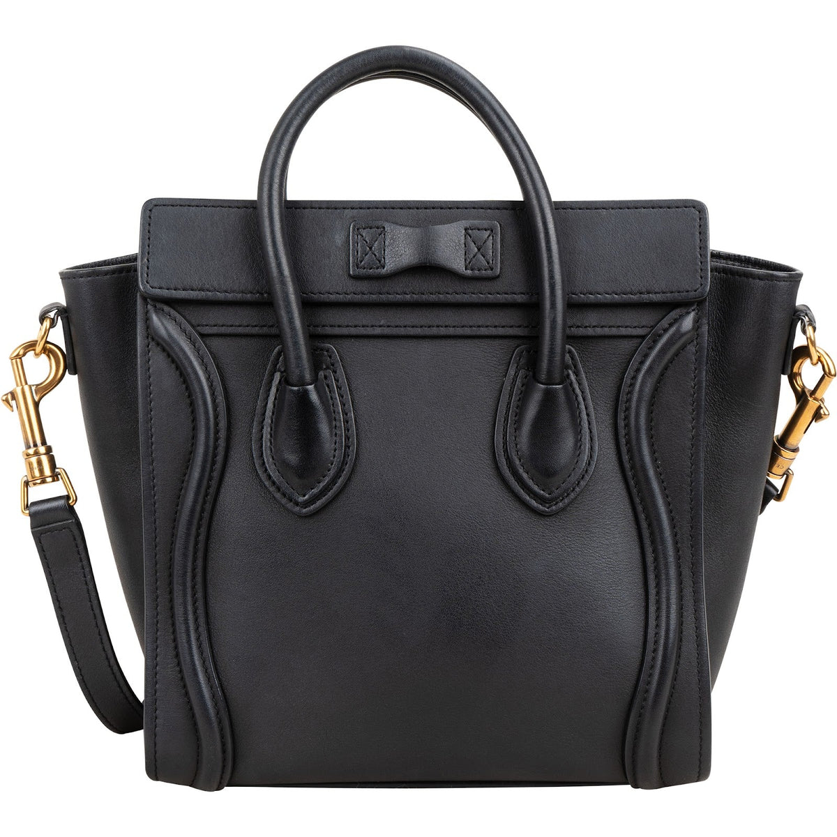 Celine Black Calfskin Leather Luggage Handbag