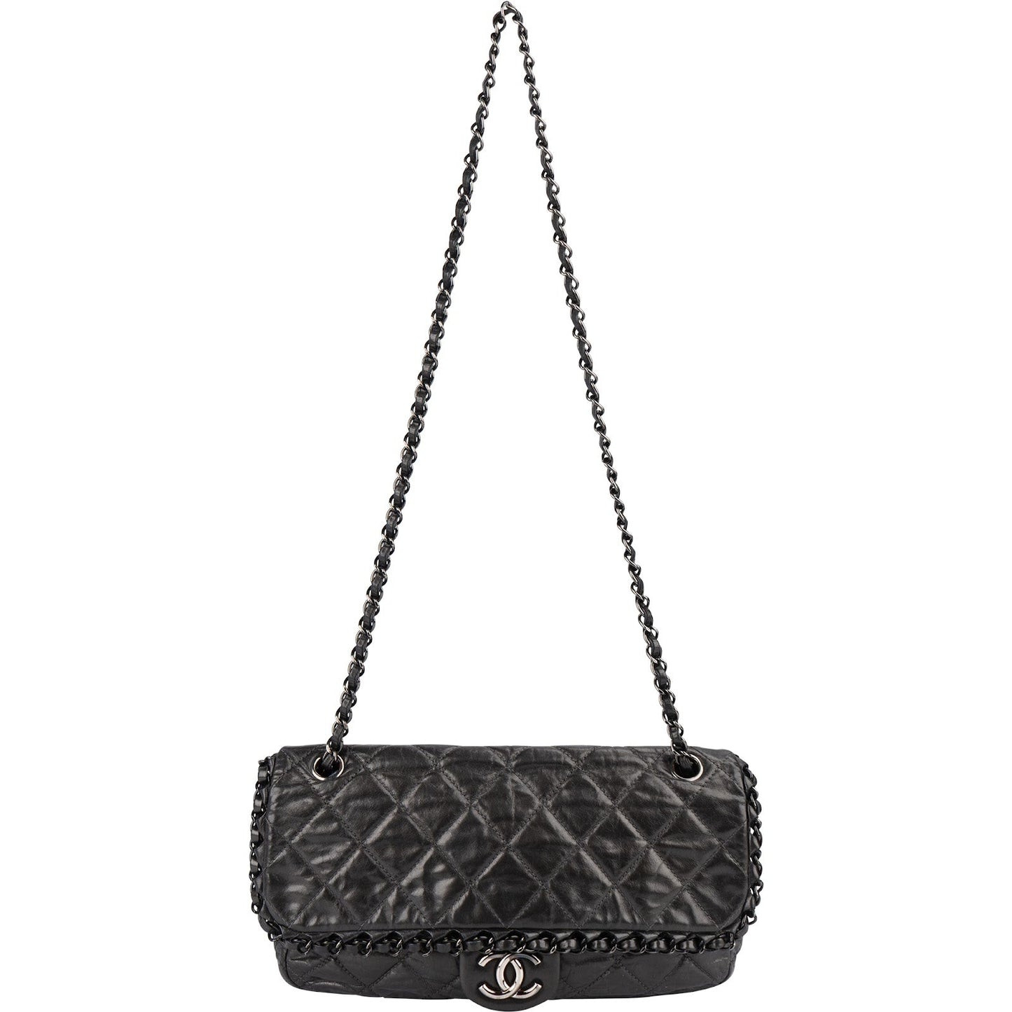 Chanel Quilted Calfskin Chain Me East West Single Flap Shoulder Bag