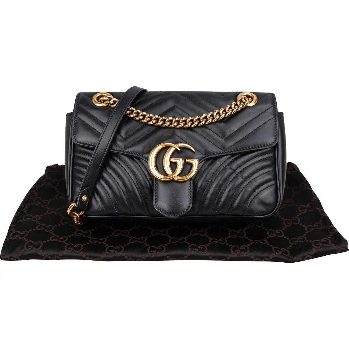 Gucci Chevron Leather GG Marmont Camera Crossbody Bag