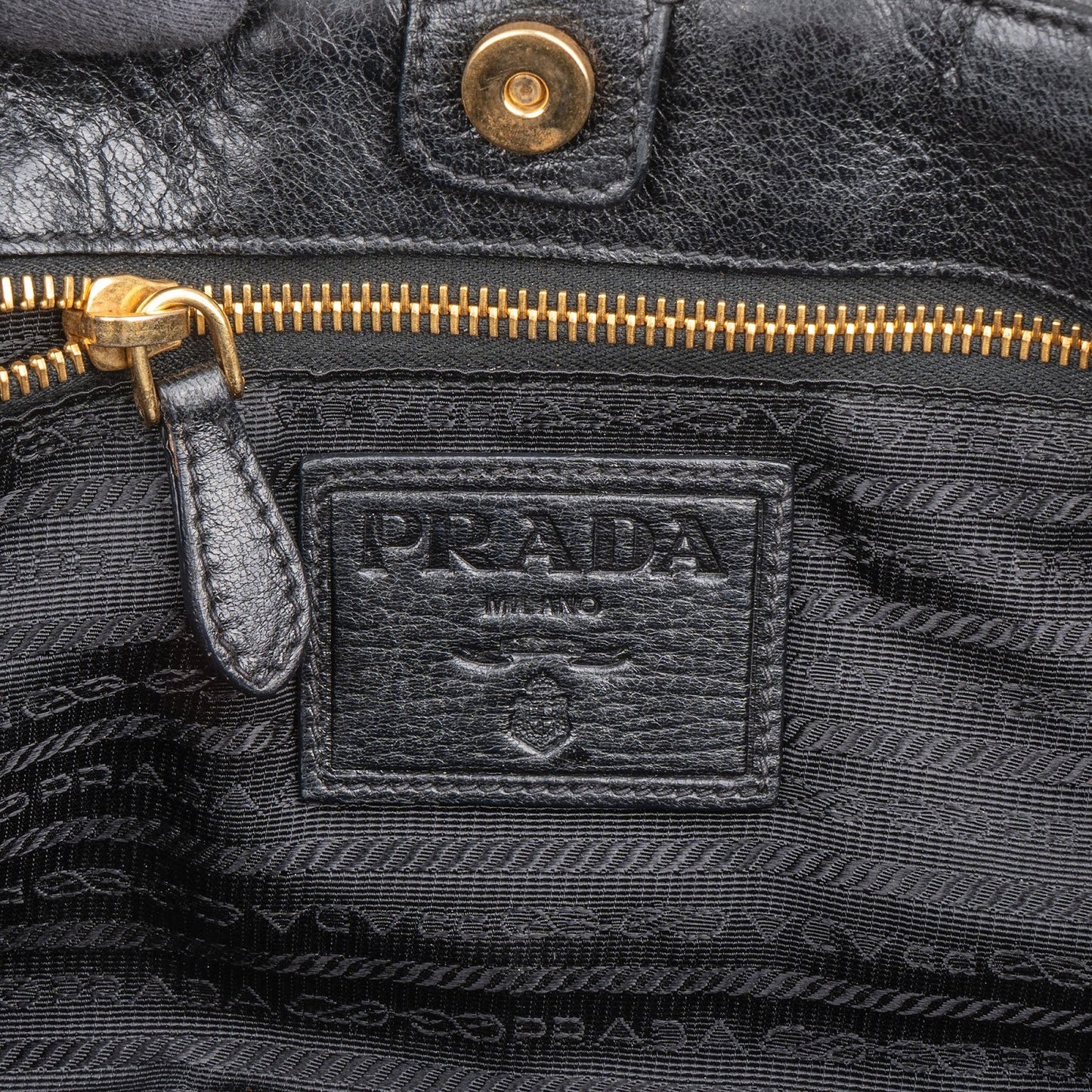 Prada Black Leather Cervo Lux Dragon Satchel Handbag