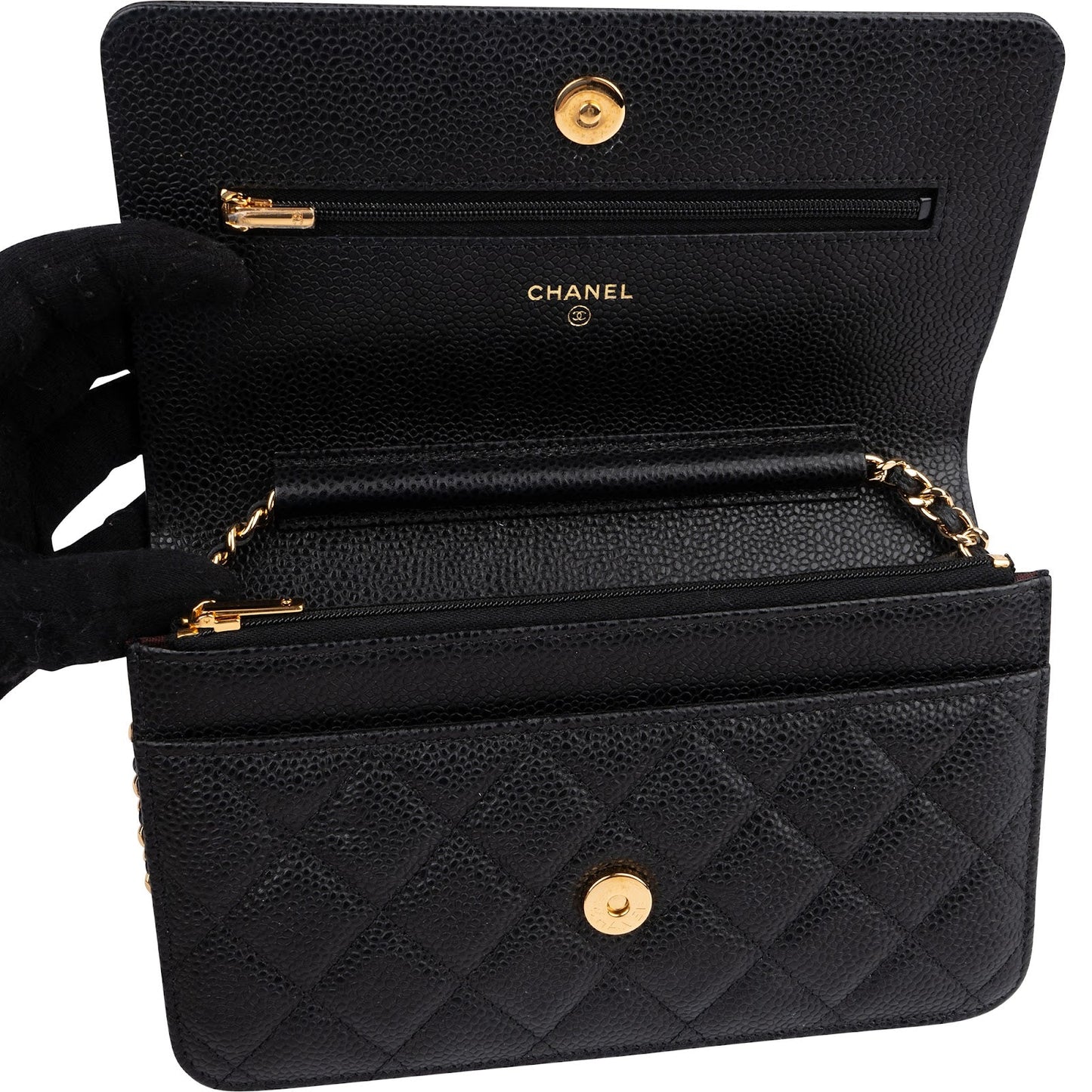 Chanel Quilted Caviar Leather Wallet On Chain Crossbody Bag