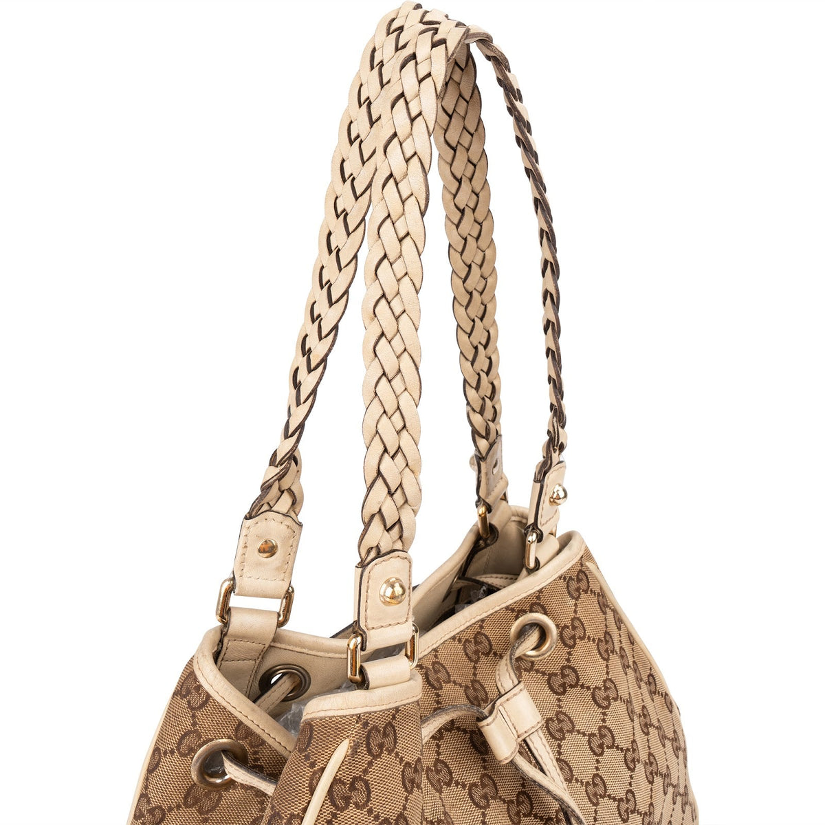 Gucci Monogram GG Canvas Bamboo Tassel Tote Shoulder Bag