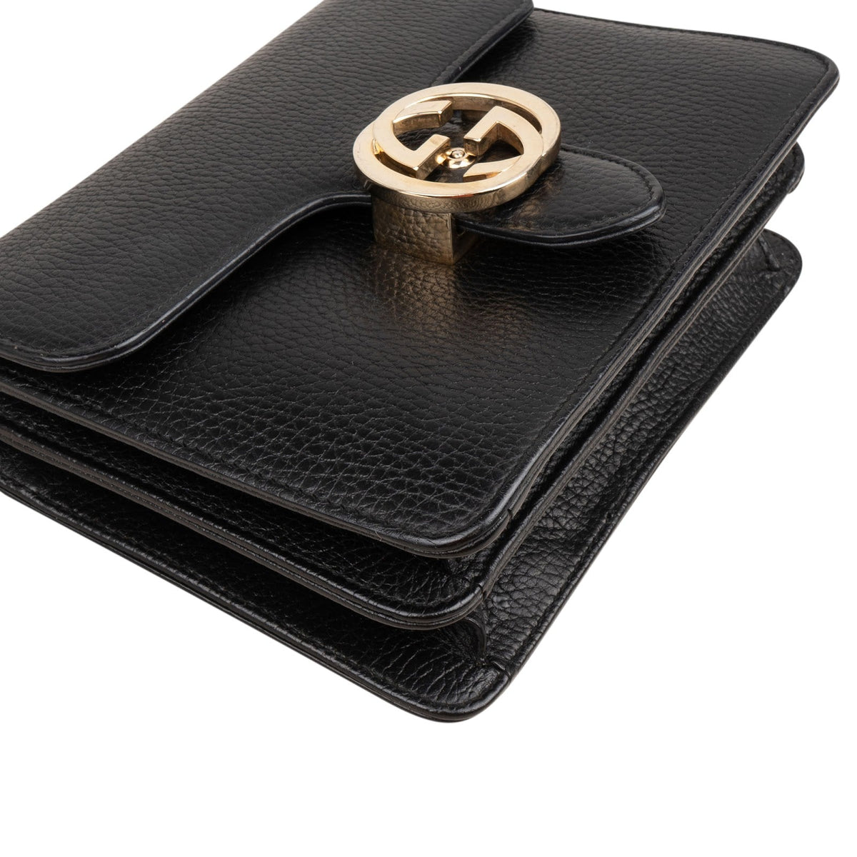 Gucci Grained Leather Small Interlocking GG Shoulder Crossbody Bag