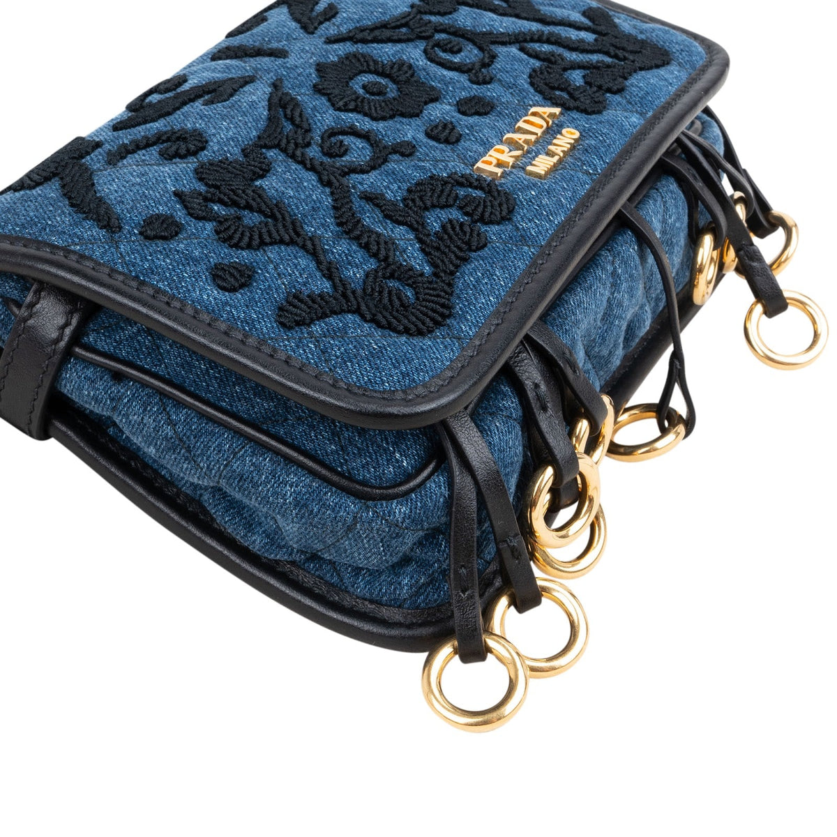 Prada Cahier Belt Bag aus besticktem Denim – Ansicht 8