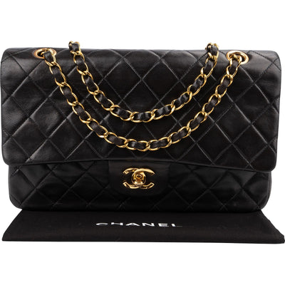 Chanel Quilted Lambskin Medium 24K Gold Double Flap Shoulder Bag