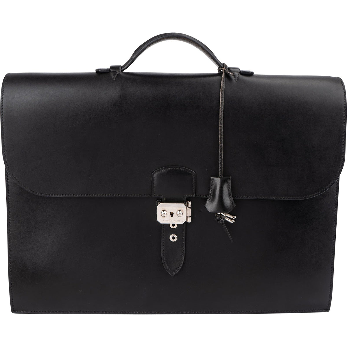 Hermès Noir Box Calf Leather Sac à Dépêches Business Handbag